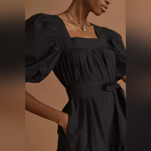 Anthropologie Love The Label Puff Sleeve Midi Dress Size M - Picture 4 of 8